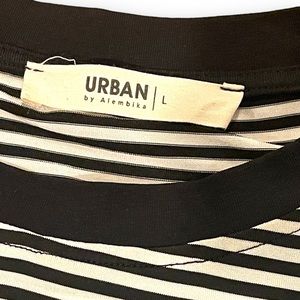 Urban by Alembika Striped Black White Heart Applique Top